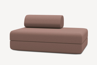 Canapé 2 places convertible et modulable - Tissu lisse Terracotta
