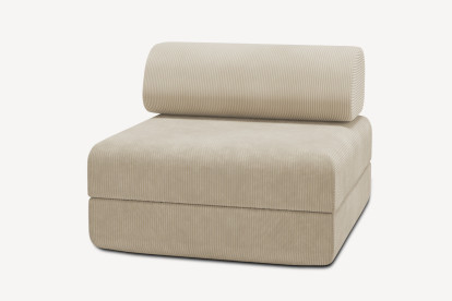 Fauteuil convertible et modulable - Velours côtelé Beige