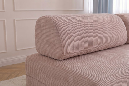 Canapé 3 places convertible et modulable - Velours côtelé Rose pâle
