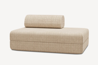 Canapé 2 places convertible et modulable - Velours côtelé XL Beige