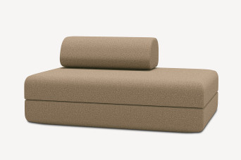 Canapé 2 places convertible et modulable - Tissu lisse Marron