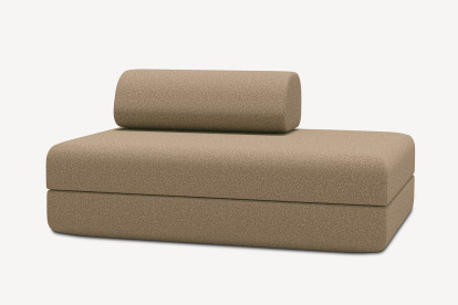 Canapé 2 places convertible et modulable - Tissu lisse Marron