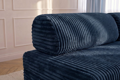 Méridienne convertible et modulable - Velours côtelé XL Bleu