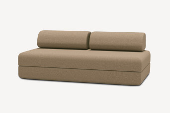 Canapé 3 places convertible et modulable - Tissu lisse Marron