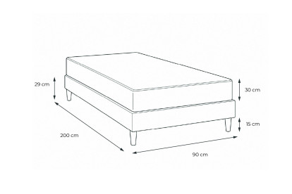 Ensemble Matelas Sommier 90x200 cm - Sommier Gris (en kit) - Trente PLUS
