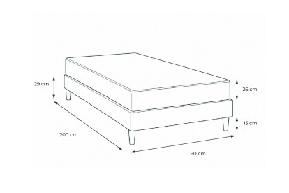 Ensemble Matelas Sommier 90x200 cm - Sommier Blanc (déjà monté) - Suite