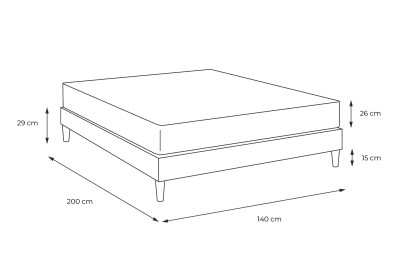 Pack lit complet 140x200 cm - Matelas + Sommier Gris (en kit) + 2 oreillers + Couette - Actiflex Confort