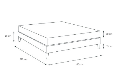 Ensemble Matelas Sommier 160x220 cm - Sommier Gris (en kit) - Actimemo Night