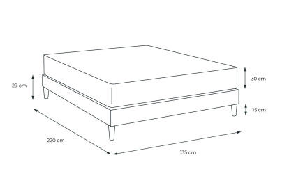 Ensemble Matelas Sommier 135x220 cm - Sommier Blanc (en kit) - Buckingham