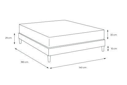 Pack lit complet 140x190 cm - Matelas + Sommier Noir (en kit) + 2 oreillers + Couette - Buckingham