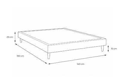 Sommier Tapissier 140x190 cm - H29 cm - Velours - Gris bleuté