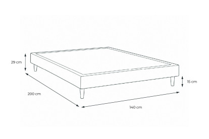 Sommier Tapissier 140x200 cm - H29 cm - Velours - Gris anthracite