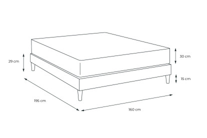 Ensemble Matelas Sommier 160x195 cm - Sommier Noir (en kit) - Buckingham