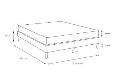 Pack lit complet 200x200 cm - Matelas + 2 Sommiers Blancs + 2 oreillers + Couette - Bodyform