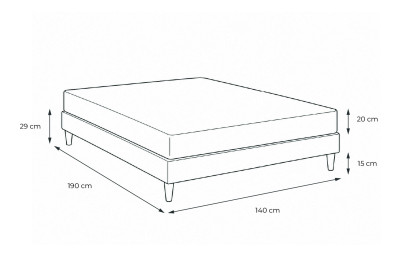 Pack lit complet 140x190 cm - Matelas + Sommier Gris (en kit) + 2 oreillers + Couette - Actiflex Night