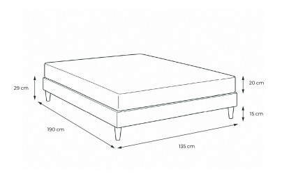Ensemble Matelas Sommier 135x190 cm - Sommier Noir (en kit) - Vitalpower