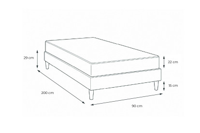 Ensemble Matelas Sommier 90x200 cm - Sommier Blanc (en kit) - Lancaster
