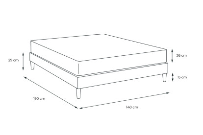Pack lit complet 140x190 cm - Matelas + Sommier Gris (en kit) + 2 oreillers + Couette - Actiflex Confort