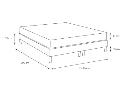 Pack lit complet 180x200 cm - Matelas + Sommier Noir + 2 oreillers + Couette - Supérieur