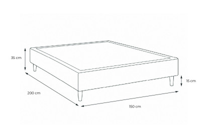Sommier Tapissier 150x200 cm - H35 cm - Velours - Gris bleuté