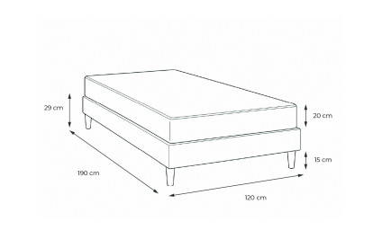 Ensemble Matelas Sommier 120x190 cm - Sommier Gris (en kit) - Actiflex Touch