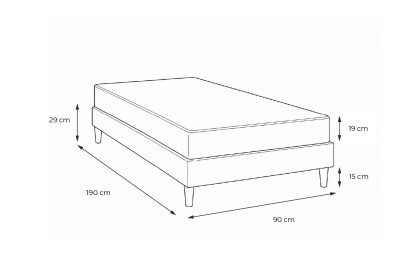 Ensemble Matelas Sommier 90x190 cm - Sommier Noir (en kit) - Form