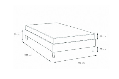 Ensemble Matelas Sommier 90x200 cm - Sommier Blanc (en kit) - Vital Relax