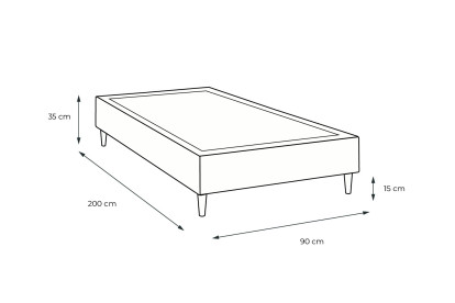 Sommier Tapissier 90x200 cm - H35 cm - Bouclette - Noir