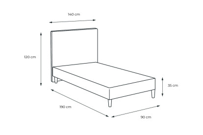 Lit 90x190 cm - Sommier tapissier H35 cm + tête de lit à lignes - Tissu Toile natté Beige Clair