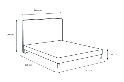 Lit 150x190 cm - Sommier tapissier H29 cm + tête de lit capitonnée - Tissu Velours Gris Clair