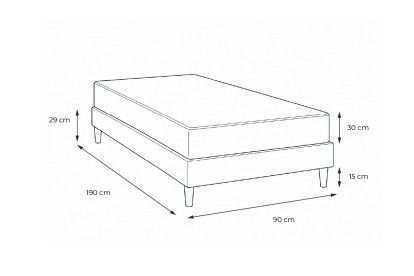 Ensemble Matelas Sommier 90x190 cm - Sommier Gris (en kit) - Trente PLUS