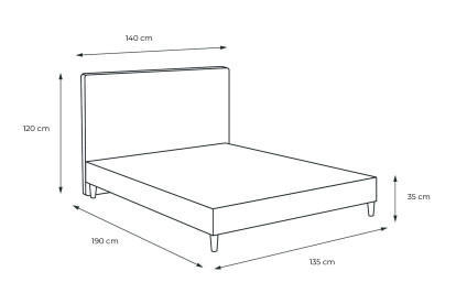 Lit 135x190 cm - Sommier tapissier H35 cm + tête de lit tapissée - Tissu Velours Gris Bleuté