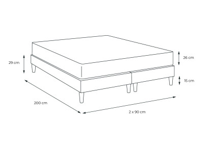 Pack lit complet 180x200 cm - Matelas + 2 Sommiers Blancs + 2 oreillers + Couette - Suite