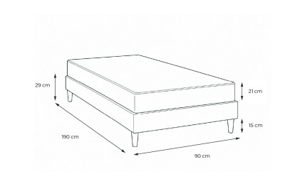 Ensemble Matelas Sommier 90x190 cm - Sommier Noir (en kit) - Supérieur