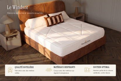 Matelas 140x190 cm Ressorts ensachés et Mémoire de forme - Windsor