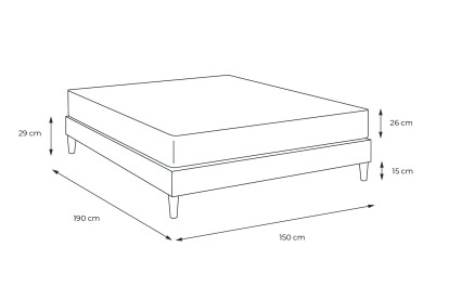Ensemble Matelas Sommier 150x190 cm - Sommier Blanc (en kit) - Actimemo Max