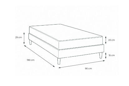 Ensemble Matelas Sommier 90x190 cm - Sommier Gris (déjà monté) - Perform