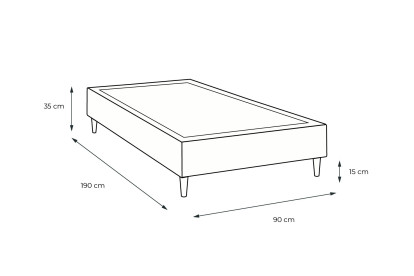 Sommier Tapissier 90x190 cm - H35 cm - Bouclette - Gris
