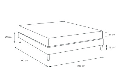 Ensemble Matelas Sommier 200x200 cm - Sommier Gris (en kit) - Vital Spa