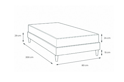 Ensemble Matelas Sommier 80x200 cm - Sommier Gris (en kit) - Actiflex Relax