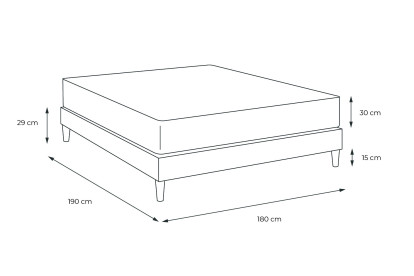 Ensemble Matelas Sommier 180x190 cm - Sommier Noir (en kit) - Buckingham