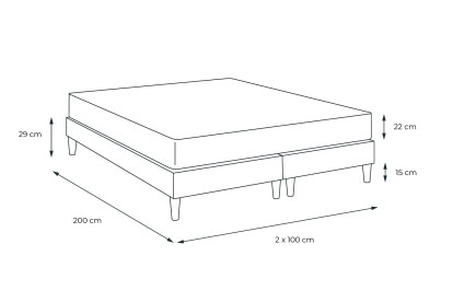 Ensemble Matelas Sommier 200x200 cm - 2 Sommiers Blanc - Memo Spring