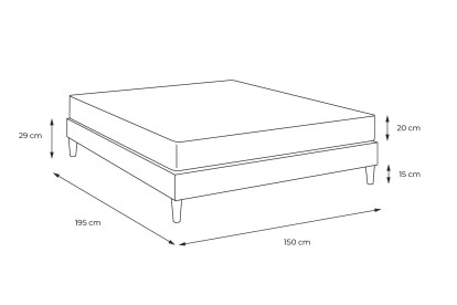 Ensemble Matelas Sommier 150x195 cm - Sommier Gris (en kit) - Actiflex Night