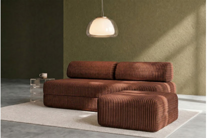 Pouf non convertible et modulable - Velours côtelé XL Terracotta
