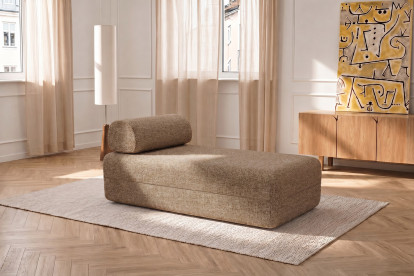 Méridienne non convertible et modulable - Tissu tweed Marron