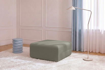 Pouf non convertible et modulable - Tissu lisse Taupe