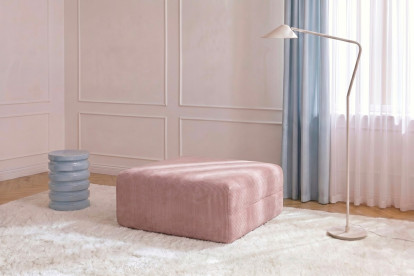Pouf non convertible et modulable - Velours côtelé Rose pâle