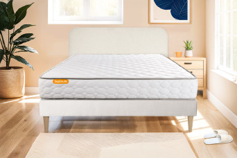 Ensemble Matelas Sommier 140x190 cm - Sommier Blanc (en kit) - Memo