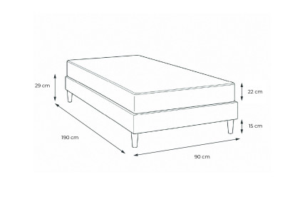 Ensemble Matelas Sommier 90x190 cm - Sommier Noir (déjà monté) - Energy
