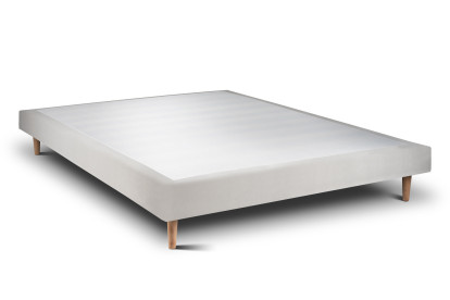 Lit 140x200 cm - Sommier tapissier H29 cm + tête de lit tapissée - Tissu Velours Gris Clair